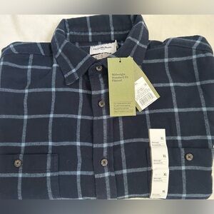 Goodfellow & Co Navy Blue Plaid Flannel Shirt Size XL